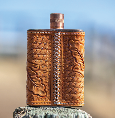 Hand Tooled Leather Copper Flask