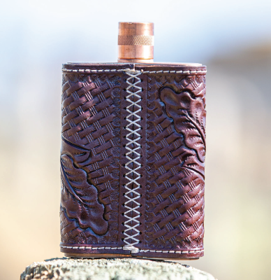 Hand Tooled Leather Copper Flask
