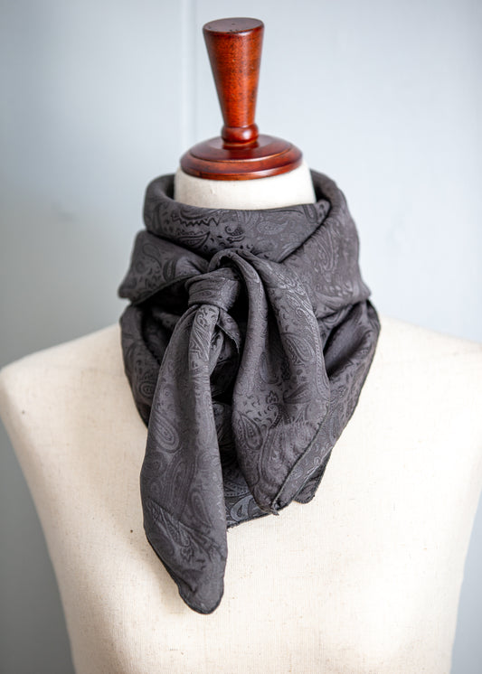 Wild Rag - Silk - Dark Grey Paisley