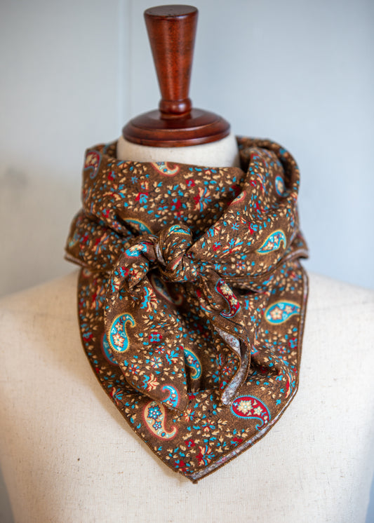 Wild Rag - 100% Cotton - Brown/Turquoise Paisley