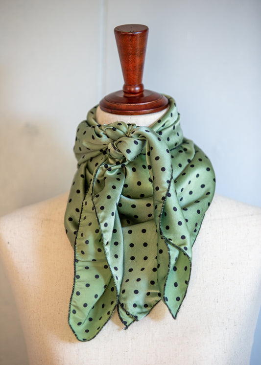 Wild Rag - Silk - Olive/Black Polka Dot