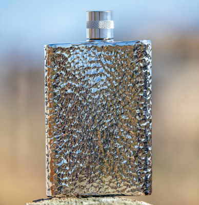 Sterling Silver Plated Copper Hammered Flask