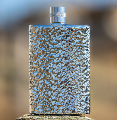 Sterling Silver Plated Copper Hammered Flask