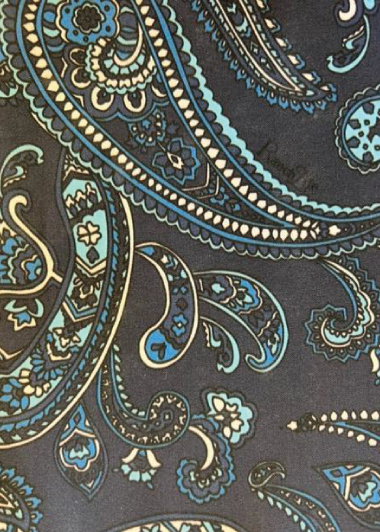 Wild Rag - 100% Polyester - Black & Blue Paisley