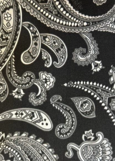 Wild Rag - 100% Polyester - Black & Gray Paisley