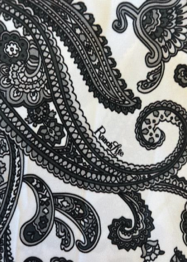 Wild Rag - 100% Polyester - White & Black Paisley