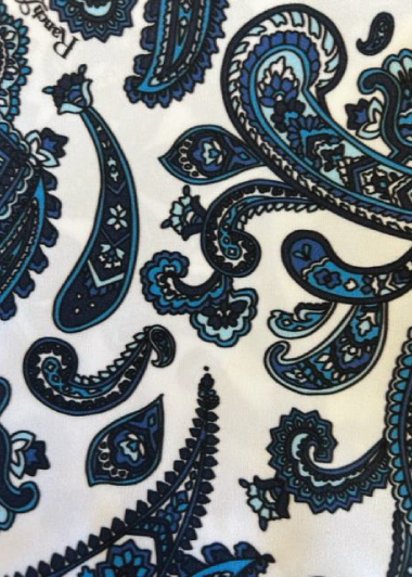 Wild Rag - 100% Polyester - White & Blue Paisley