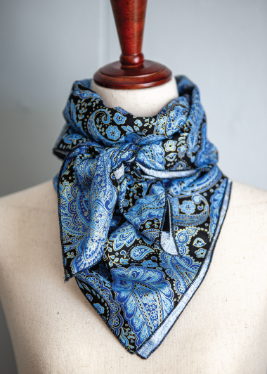 Wild Rag - 100% Cotton - Black/Blue Paisley